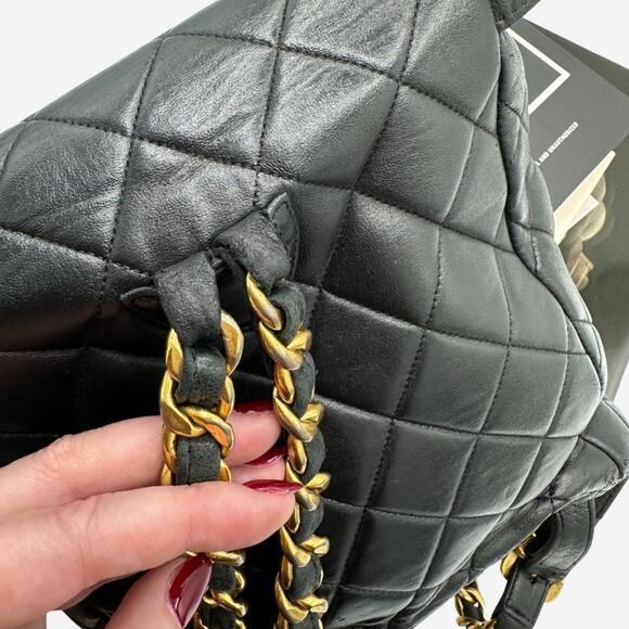 Authentic Chanel Vintage Black Duma Leather Quilted Mini backpack with 24k - Picture 11 of 13